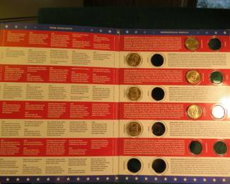 Lot 4. Six brass-clad Presidential Coins in "The Official United States Mint Coin Album-Presidential $1 Coins"