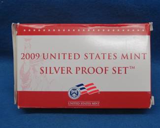 Lot 136. 2009 US Mint Silver Proof Set containing 18 coins and COA