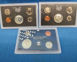 Lot 58. Two 1968 S and one 1969 S US Mint Proof Sets