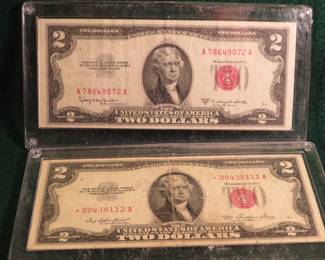 Lot 37. Two red seal $2 Bills, Series 1953 and 1953 C