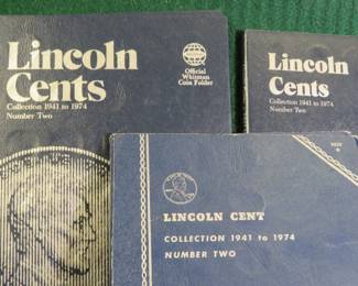 Lot 14. Three Lincoln Penny Folders and Pennies 1941-1974.