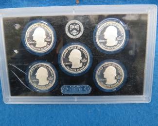 Lot 104. Five 2015 America the Beautiful 90% Silver Quarter Dollar Bullion Coins. The set contains 0.8937 of silver.