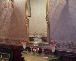 Mirror, Half Table, more lamps