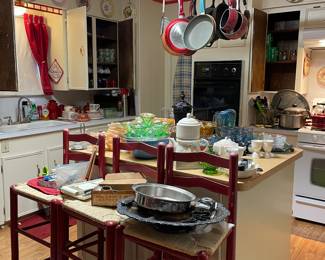 Lots of Kitchenware, three bar stools