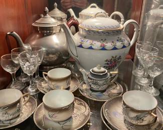 Child’s Moriage Dragon Tea Set,Limoges Tea Pot, Pewter Tea Pot