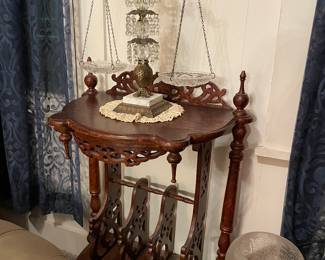 Glass justice scale, unusual table