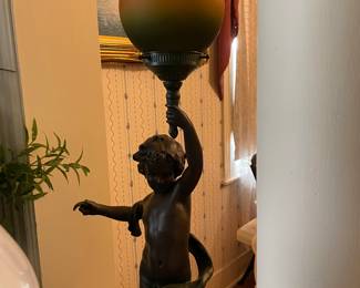 One of two reproduction Victorian Lamps, not Metal but look good 