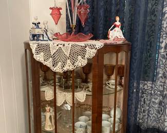 Curio Cabinet, Cranberry Epergne, China Set Kabuki by Mikasa