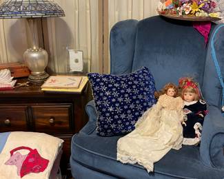 Blue Velvet Arm chair, Dolls