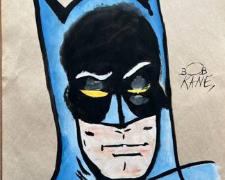 Watercolor on vintage paper by Bob Kane and framed