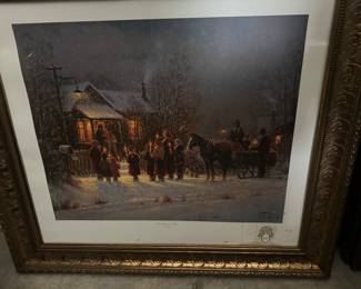 G Harvey signed large framed lithograph