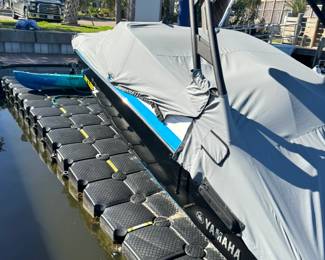 Floating dock, drive on and off or use electric winch