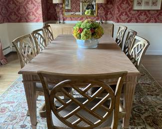 8 HICKORY CHAIR-CHAIRS-6 ARMLESS-2 ARM. SOLD AS A SET SEPARATE FROM THE ODYSSEY TABLE