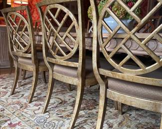 8 HICKORY CHAIR-CHAIRS-6 ARMLESS-2 ARM. SOLD AS A SET SEPARATE FROM THE TABLE