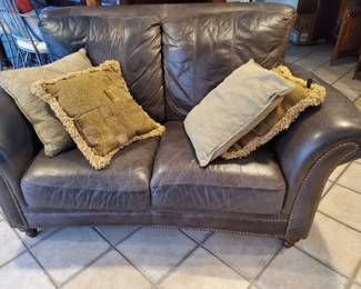 Chocolate Leather Loveseat