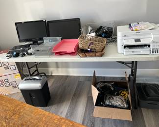 Monitors, New printer, shredder, frames, etc.
