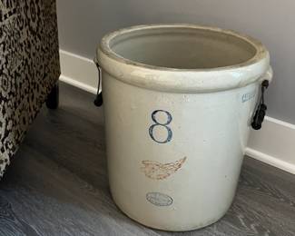 Antique 8 Gallon Redwing Crock with Handles