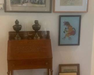 Antique secretary and Tsosie