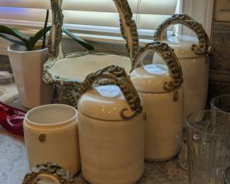 Hand made pottery cannisters