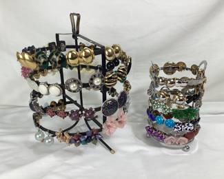 BIHY101 Designer Costume Jewelry Assortment A vintage assortment of 82 pairs of costume jewelry earrings in various sizes, styles, and colors.&nbsp;
