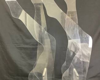 BIHY818 Vintage Hosier Displays Pair of vintage acrylic hosier displays. Measures approximately 41" toe-to-waist, 21" wide toe-to-knee on the bent leg, and 6" deep.
