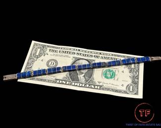 Sterling SILVER and Lapis Hinged Bracelet