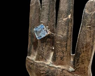 10K GOLD Ring with Square Cut Aquamarine by J.M. FOX