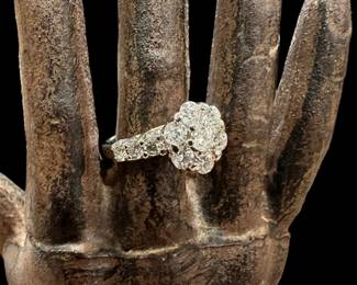 14K White GOLD Cluster Diamond Ring - 1.75 Total Carats