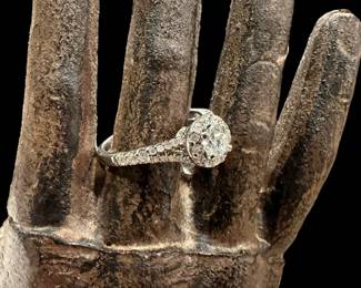 14K White GOLD Halo Style Diamond Ring - .98 Total Carats