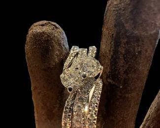 14K White GOLD Bypass Ring With Two Diamond Bands On Each Side - 1.782 Total Carats