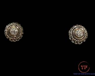 18K Gold and Sterling SILVER Diamond Earrings by ANDREA CANDELA