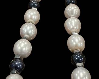 Sterling SILVER, Pearls, and Pietersite Necklace