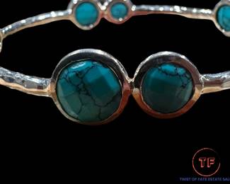 OPULENZA Sterling SILVER and Turquoise Bangel Bracelet