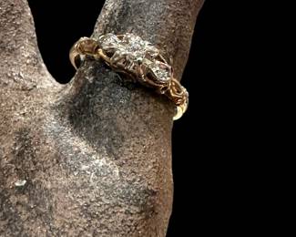 14K GOLD and 18K GOLD Blue Bird Old Mine Cut Diamond Ring