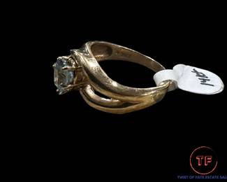 14K GOLD Aquamarine Ring