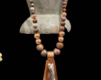 Bird's Eye Rhyolite Necklace with Copper Pendant