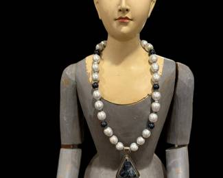 Sterling SILVER, Pearls, and Pietersite Necklace