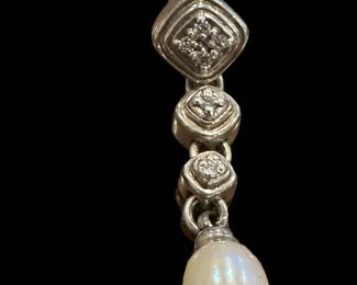 Sterling Silver Pearl and Diamond Earrings by SCOTT KAY