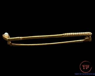14K GOLD Golf Club Pin with Pearl