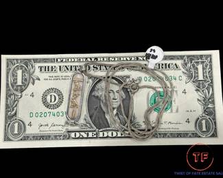 18K GOLD and Sterling SILVER Egyptian Cartouche on Sterling SILVER Necklace