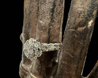 14K White GOLD Cluster Diamond Ring - 1.75 Total Carats