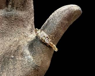 14K GOLD and 18K GOLD Blue Bird Old Mine Cut Diamond Ring