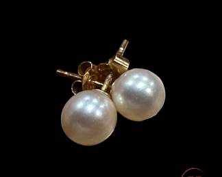 Pearl Studs with 18K GOLD Posts and Backs