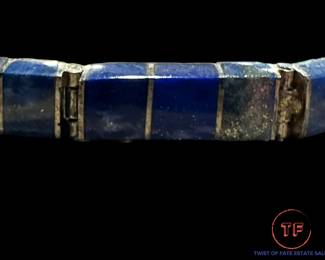 Sterling SILVER and Lapis Hinged Bracelet