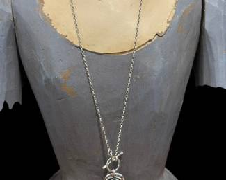 OPULENZA Sterling SILVER Necklace with Rose Pendant with Pearl