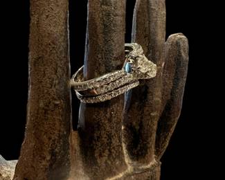 14K White GOLD Bypass Ring With Two Diamond Bands On Each Side - 1.782 Total Carats