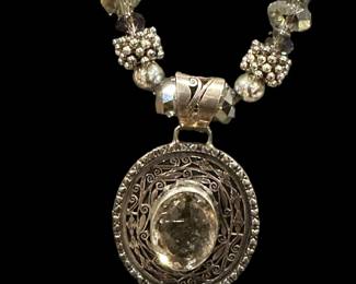 Sterling SILVER, Quartz, and Rutile Necklace