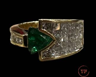 18K GOLD Tsavorite Garnet and Diamond Ring