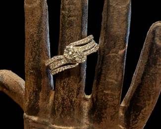 14K White GOLD Bypass Ring With Two Diamond Bands On Each Side - 1.782 Total Carats