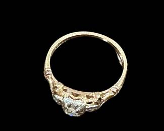 14K GOLD and 18K GOLD Blue Bird Old Mine Cut Diamond Ring